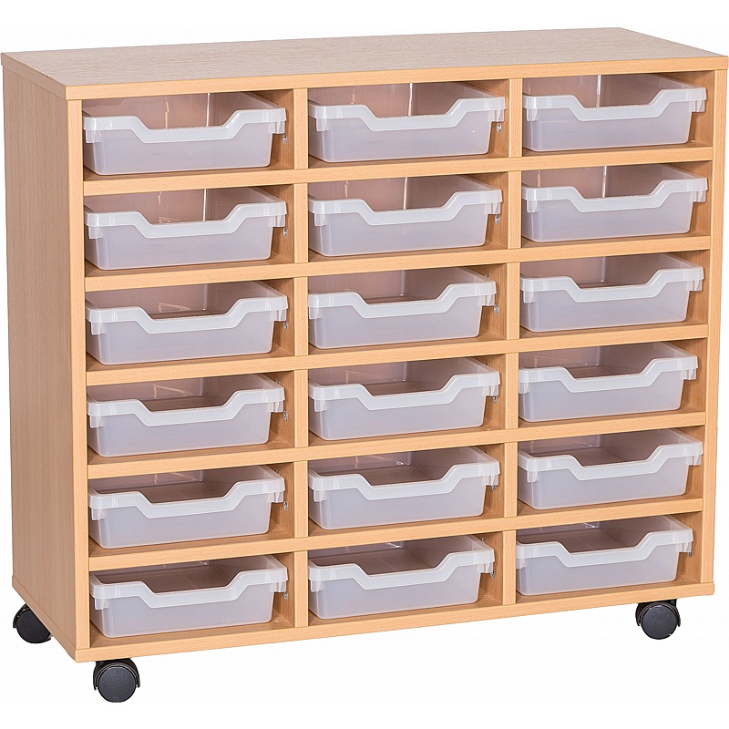 Cubby Triple Column 18 Shallow Tray Storage - Education