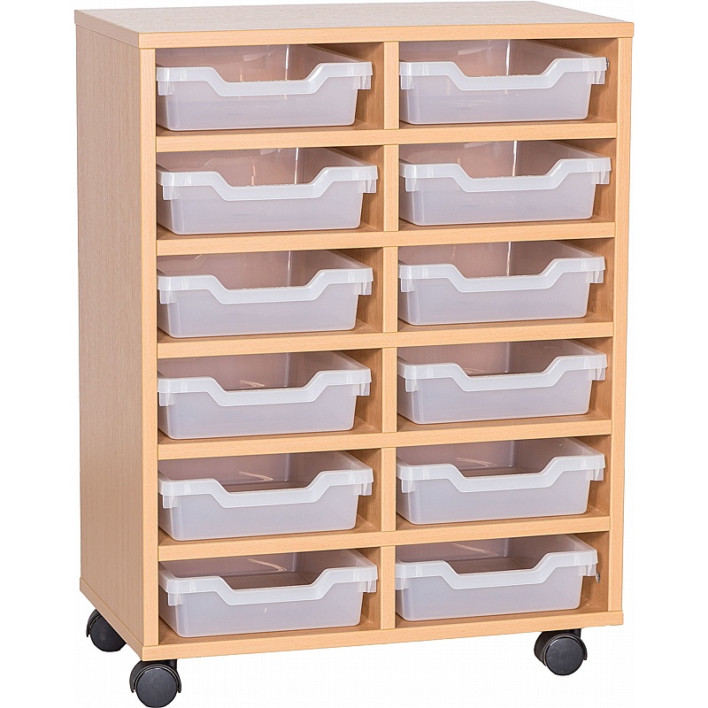Cubby Double Column 12 Shallow Tray Storage - Education