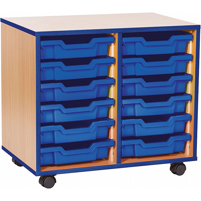 Accento Double Column 12 Shallow Tray Storage - Education