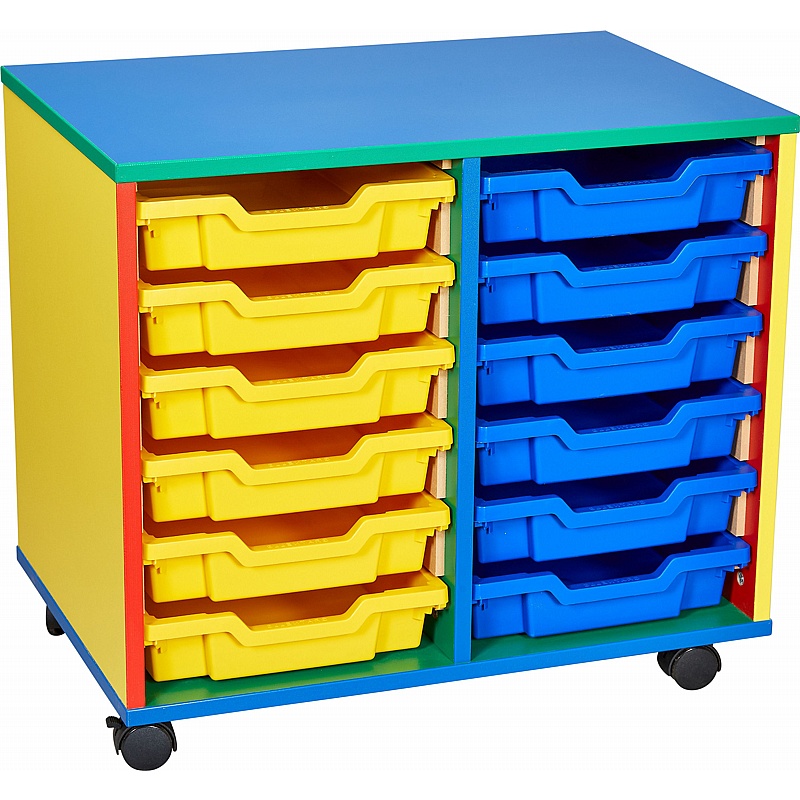 Colore Double Column 12 Shallow Tray Storage - Education