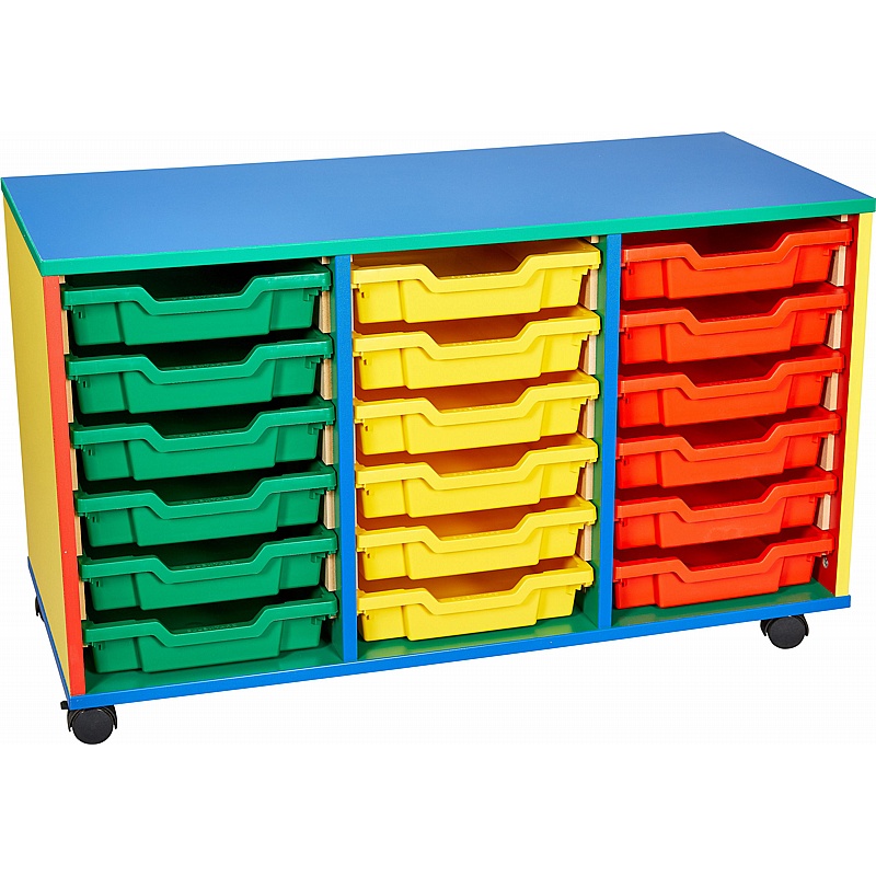 Colore Triple Column 18 Shallow Tray Storage - Education