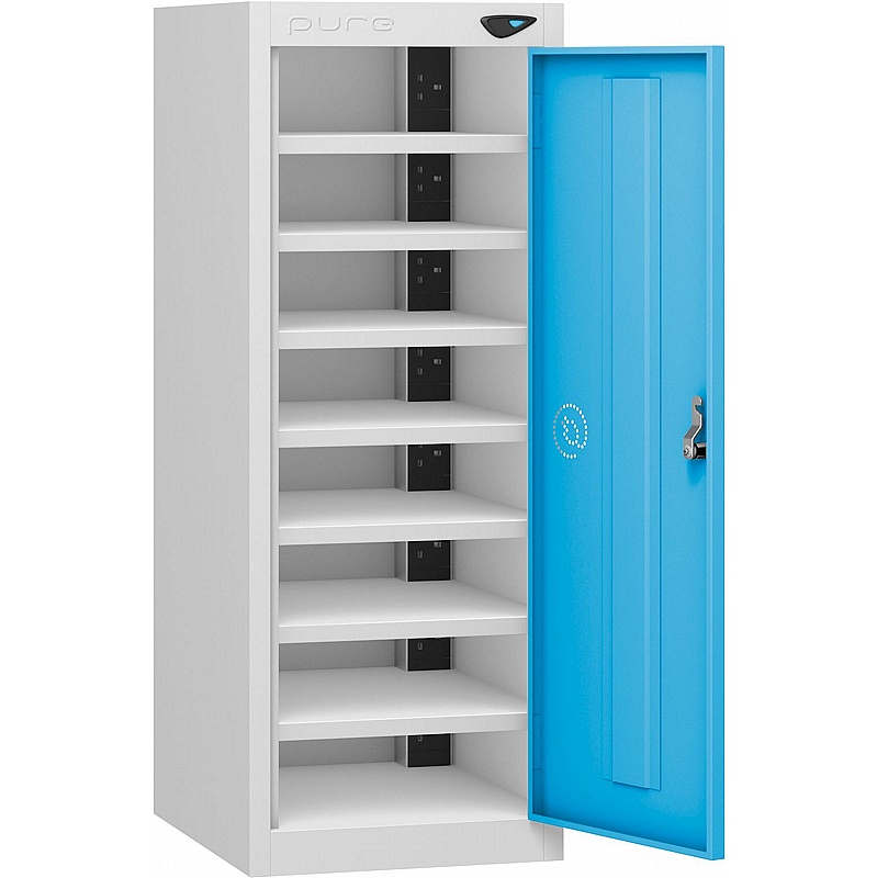 Pure Power Low 8 Compartment Laptop and Tablet Charging Cupboard with Hasp and Staple Lock - Lockers & Cloakroom