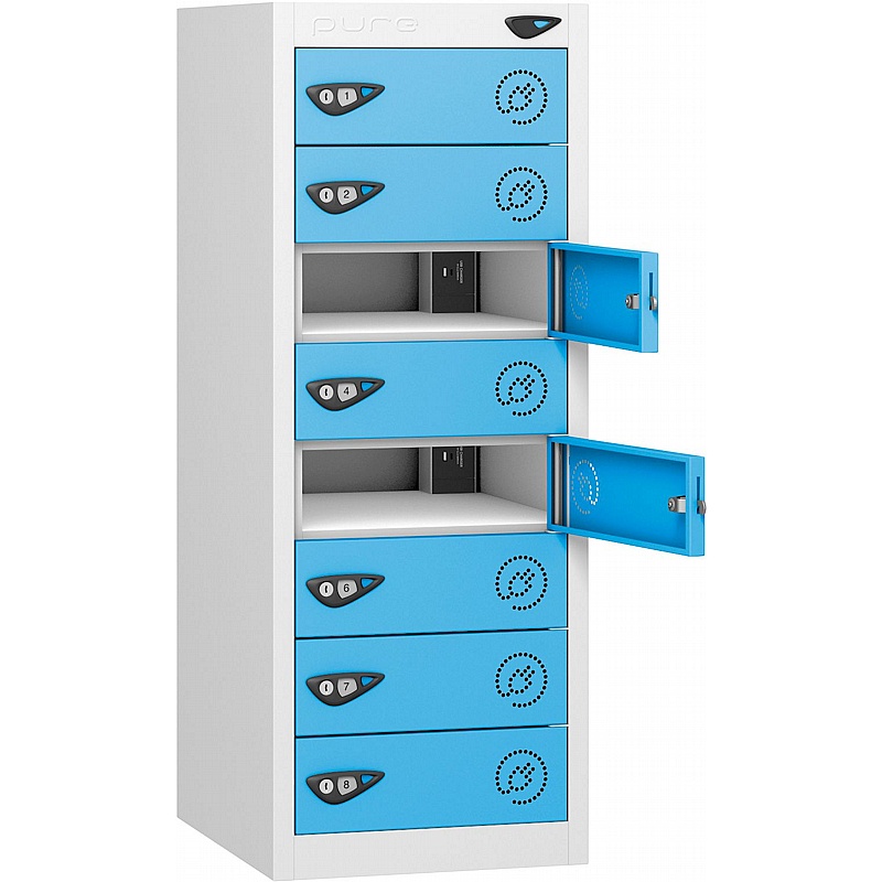 Pure Power Low 8 Compartment Laptop and Tablet Charging Lockers with Cam Lock - Lockers & Cloakroom
