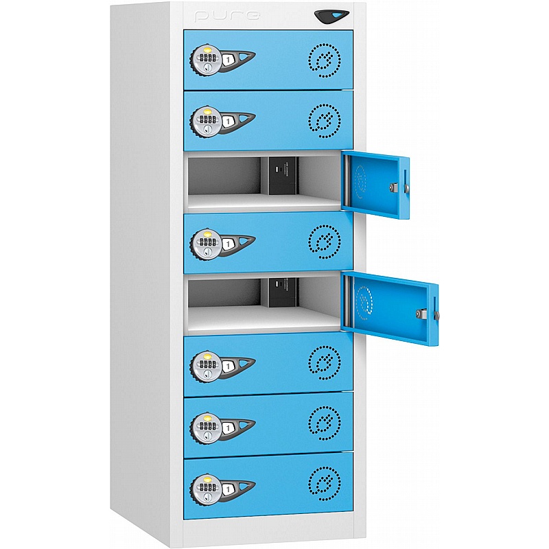Pure Power Low 8 Compartment Laptop and Tablet Charging Lockers with Manual Combination Lock - Lockers & Cloakroom