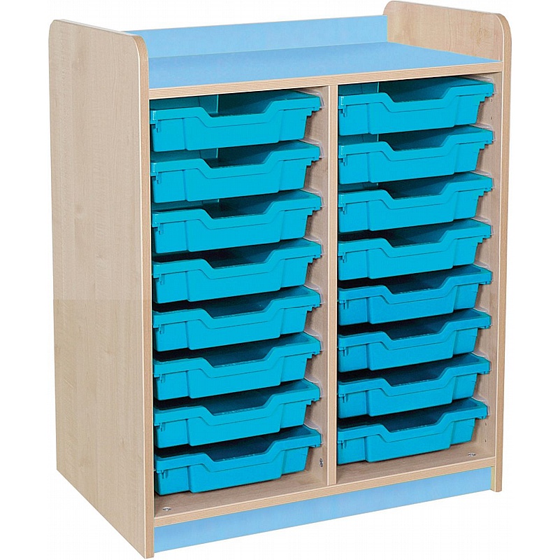 KubbyClass Library Double Column Shallow Tray Storage Unit - Education
