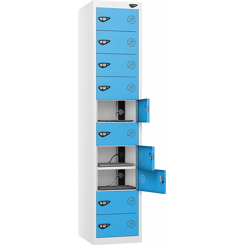Pure Power 10 Compartment Laptop and Tablet Charging Lockers with Cam Lock - Lockers & Cloakroom
