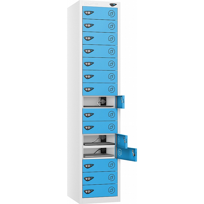 Pure Power 15 Compartment Laptop and Tablet Charging Lockers with Cam Lock - Lockers & Cloakroom
