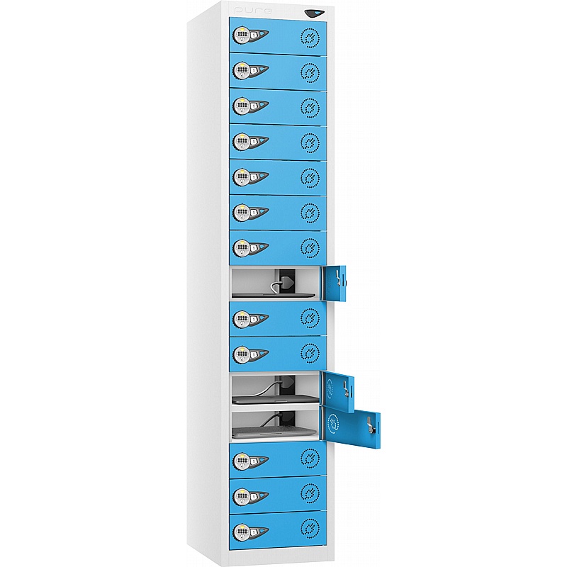 Pure Power 15 Compartment Laptop and Tablet Charging Lockers with Manual Combination Lock - Lockers & Cloakroom