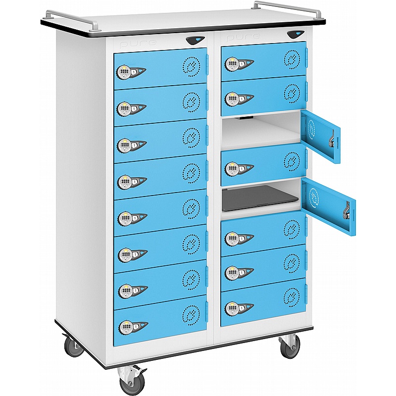 Pure Power 16 Compartment Laptop and Tablet Charging Mobile Lockers with Manual Combination Lock - Lockers & Cloakroom