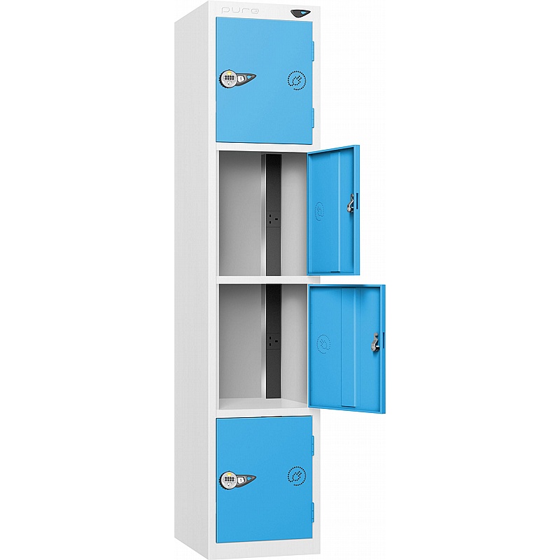 Pure Power 4 Compartment High Capacity Charging Lockers with Manual Combination Lock - Lockers & Cloakroom