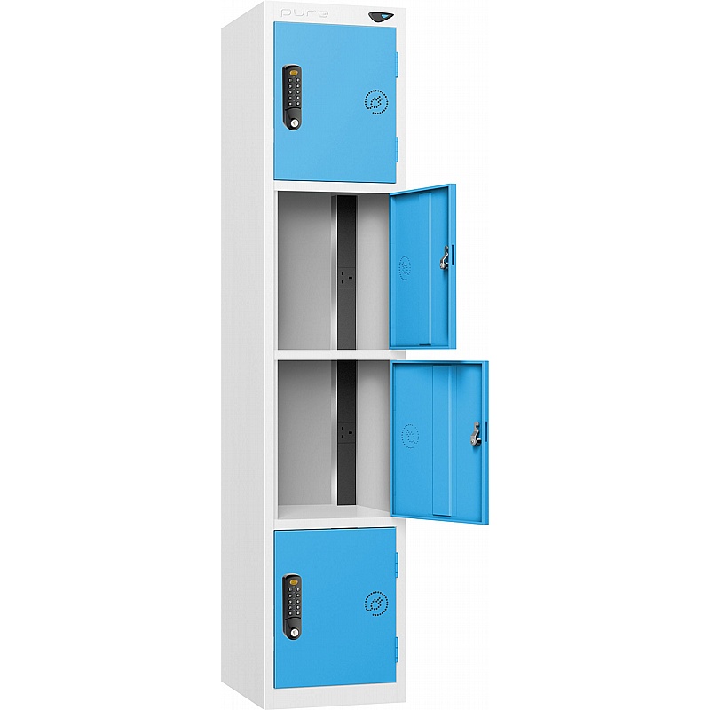 Pure Power 4 Compartment High Capacity Charging Lockers with Digital Combination Lock - Lockers & Cloakroom