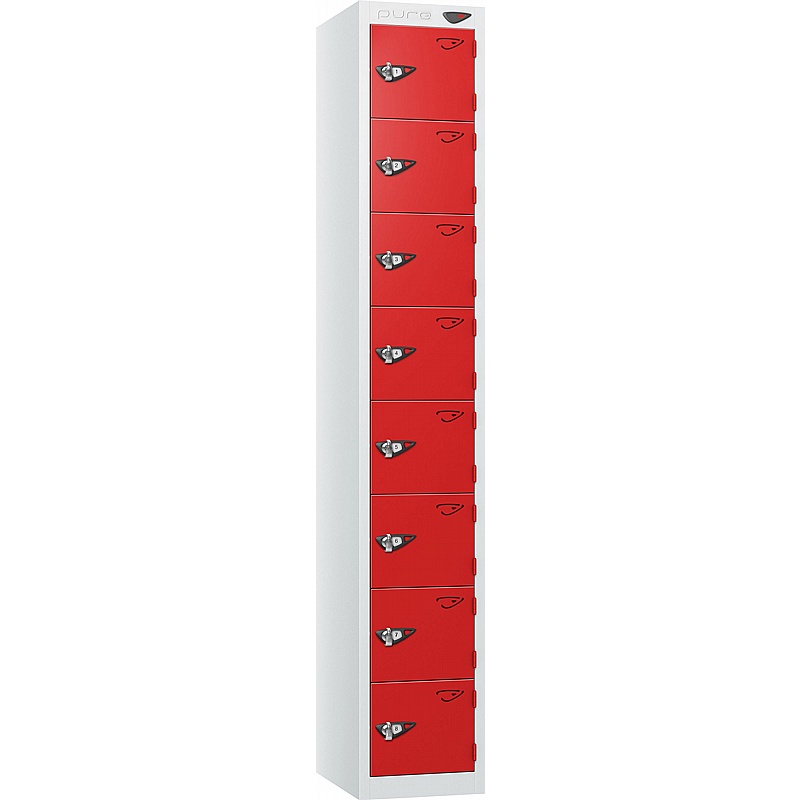 Pure Antibacterial 8 Compartment Personal Effects Lockers with Hasp and Staple Lock - Lockers & Cloakroom