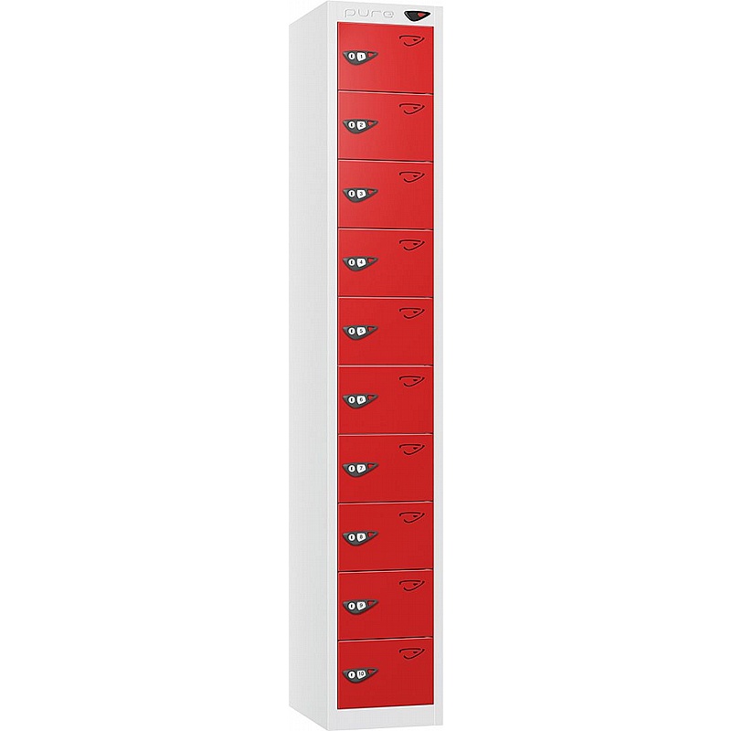 Pure Antibacterial 10 Compartment Personal Effects Lockers with Cam Lock - Lockers & Cloakroom