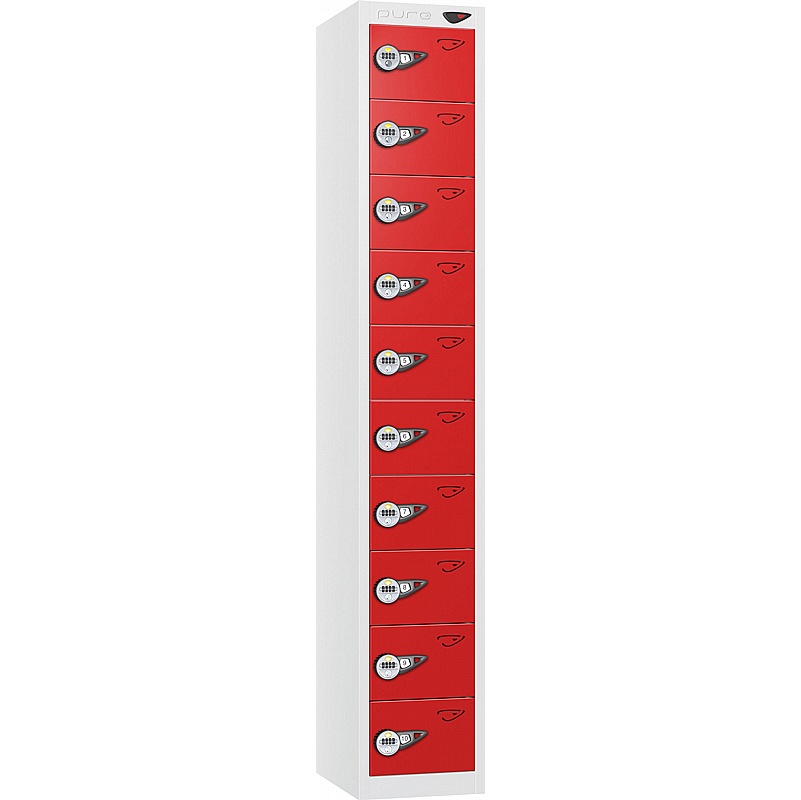 Pure Antibacterial 10 Compartment Personal Effects Lockers with Manual Combination Lock - Lockers & Cloakroom