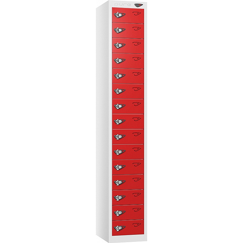 Pure Antibacterial 15 Compartment Personal Effects Lockers with Hasp and Staple Lock - Lockers & Cloakroom
