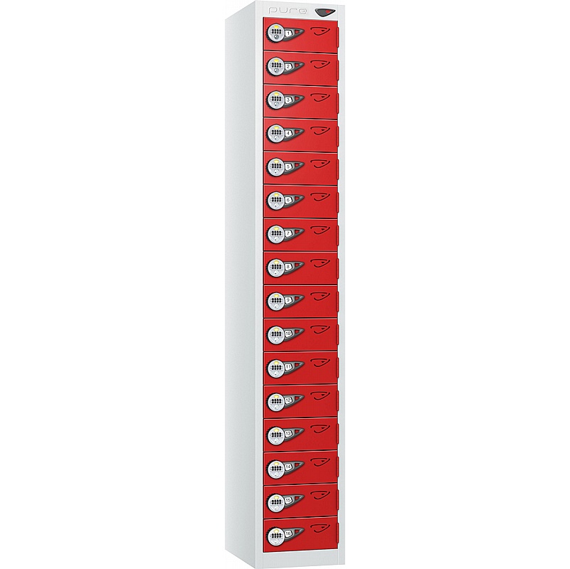 Pure Antibacterial 16 Compartment Personal Effects Lockers with Manual Combination Lock - Lockers & Cloakroom