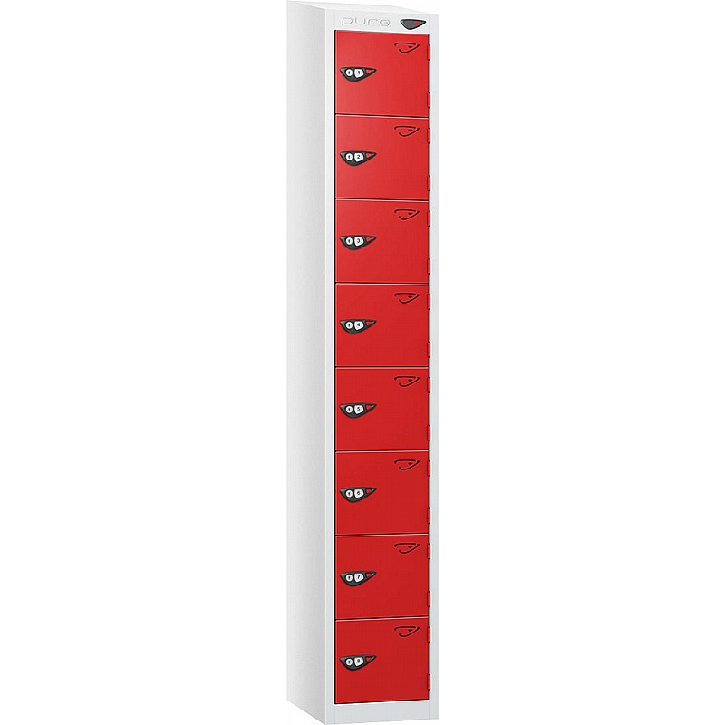 Pure Antibacterial Sloping Top 8 Compartment Personal Effects Lockers with Cam Lock - Lockers & Cloakroom