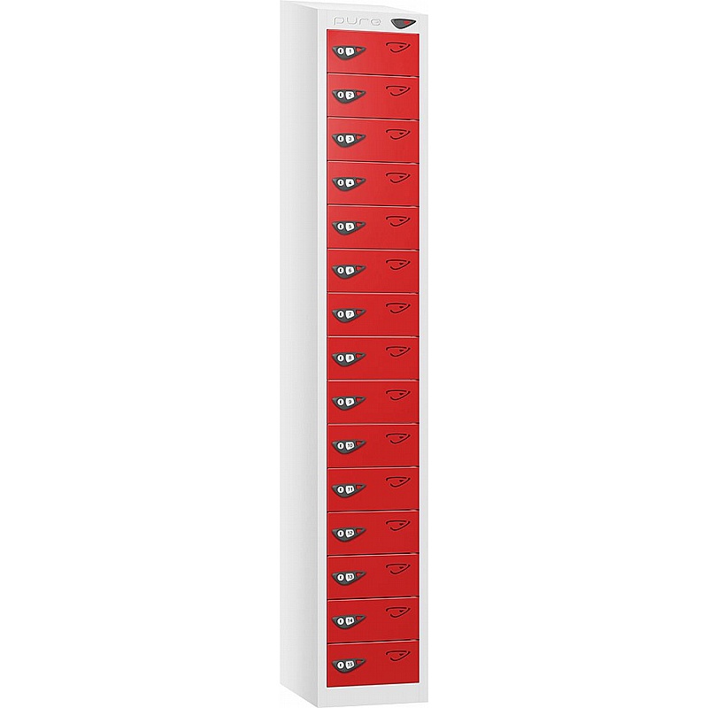 Pure Antibacterial Sloping Top 15 Compartment Personal Effects Lockers with Cam Lock - Lockers & Cloakroom