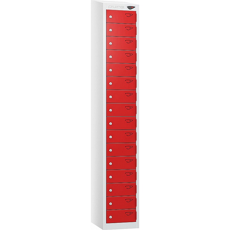 Pure Antibacterial Sloping Top 16 Compartment Personal Effects Lockers with Cam Lock - Lockers & Cloakroom