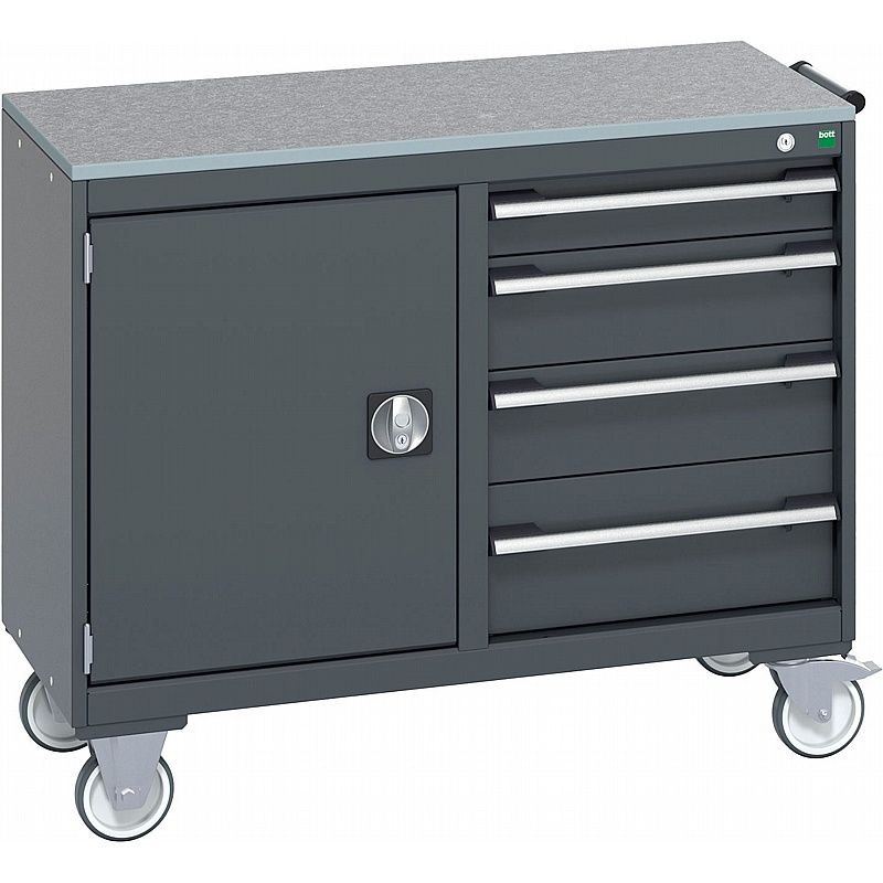 Bott Cubio Mobile Combination Anthracite Metal Cabinets with Lino - Workshop