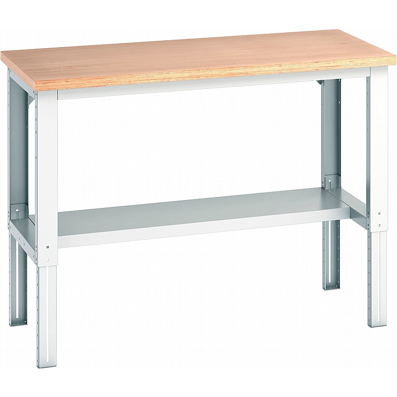 Bott Cubio Rectangular Multiplex Height Adjustable Work Benches with Shelf - Workshop