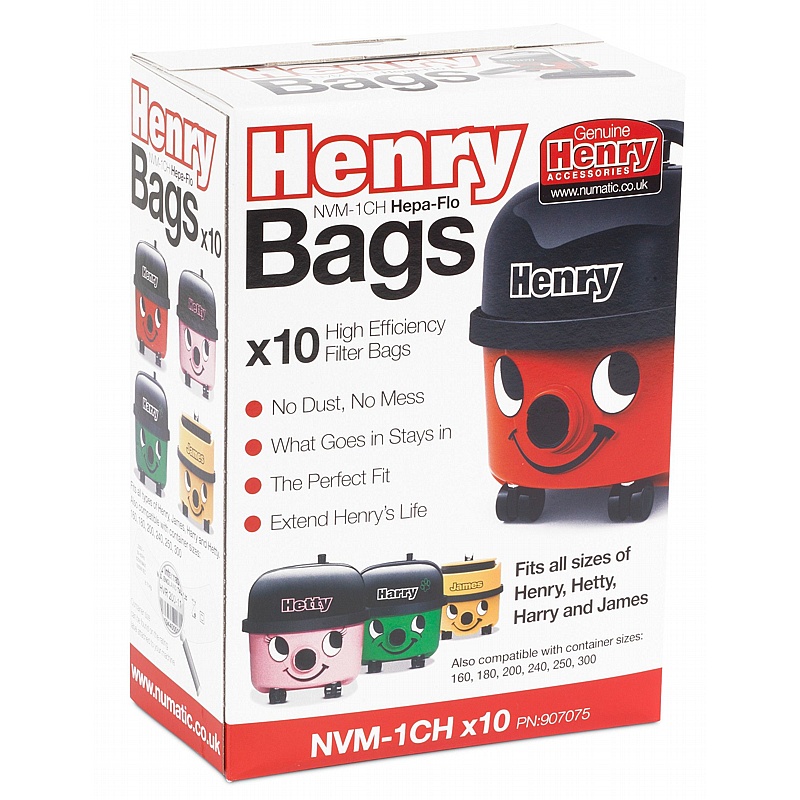 Numatic NVM-1CH HepaFlo Filter Bags 604615 8 Boxes x10 - Cleaning & Hygiene