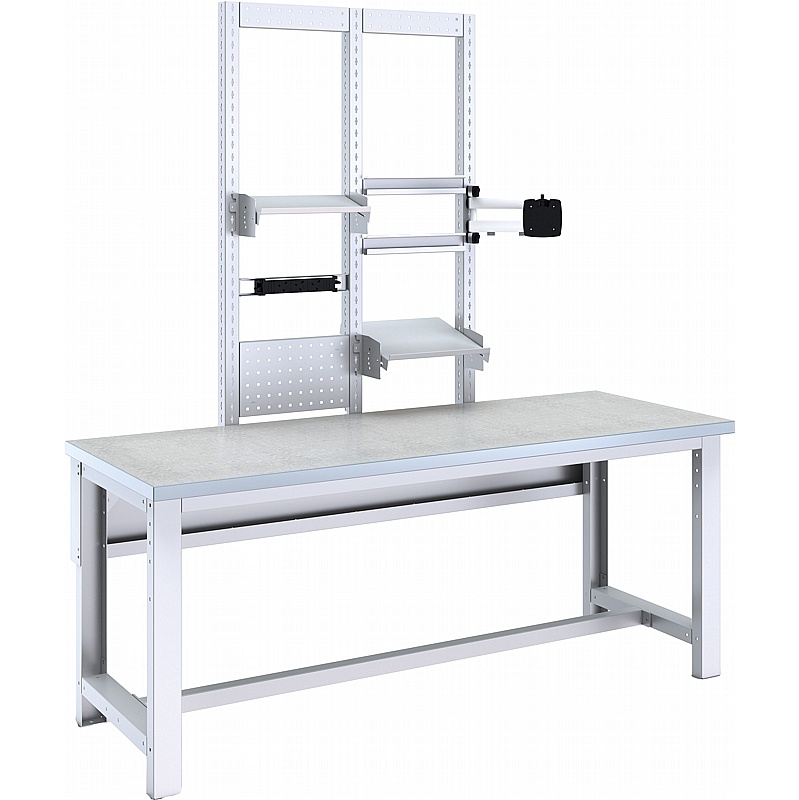 Bott Cubio Rectangular Lino Work Bench with Rear Back Frame System B - Workshop