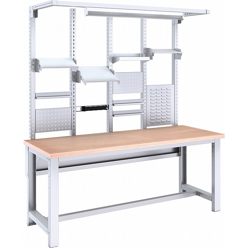Bott Cubio Rectangular Multiplex Work Bench with Rear Back Frame System B - Workshop