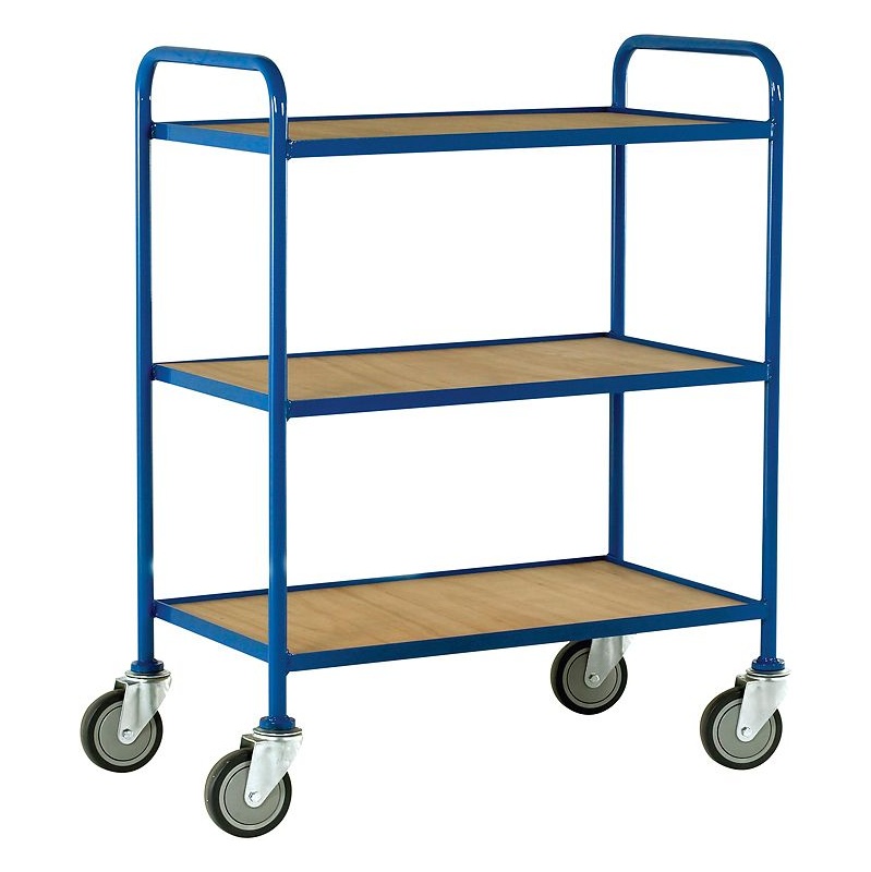 Loadtek 3 Shelf Tray Trolleys with Fixed Plywood Trays - Handling & Lifting