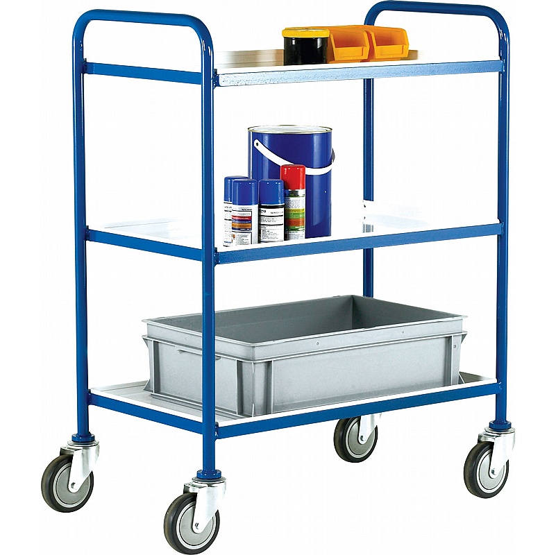 Loadtek 3 Shelf Tray Trolleys with White Epoxy Trays - Handling & Lifting