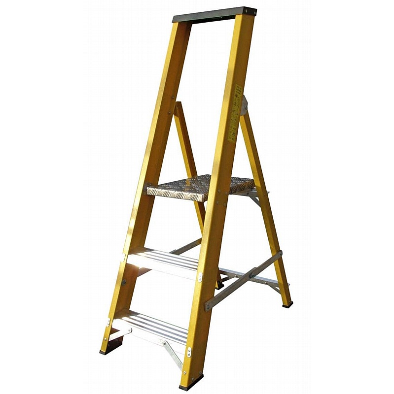 Lyte Industrial Swingback Glass Fibre Platform Step Ladders - Access Equipment