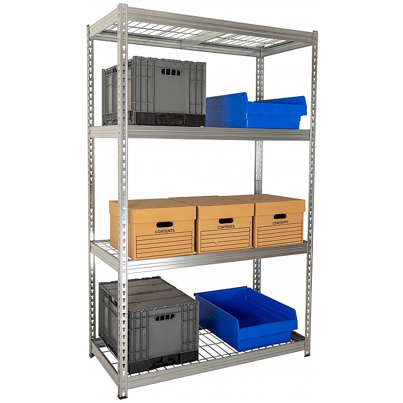 Clicka 265kg 4 Tier Galvanised Mesh Boltless Shelving - Storage Solutions