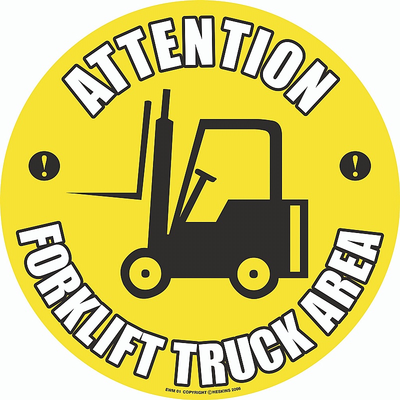 PROline Attention Forklift Truck Area Floor Sign - Premises