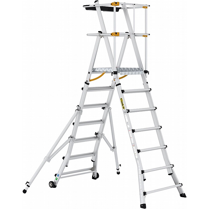 Climb-It Aluminium Telescopic Large Platform Folding Steps with Swingback Gates - Access Equipment